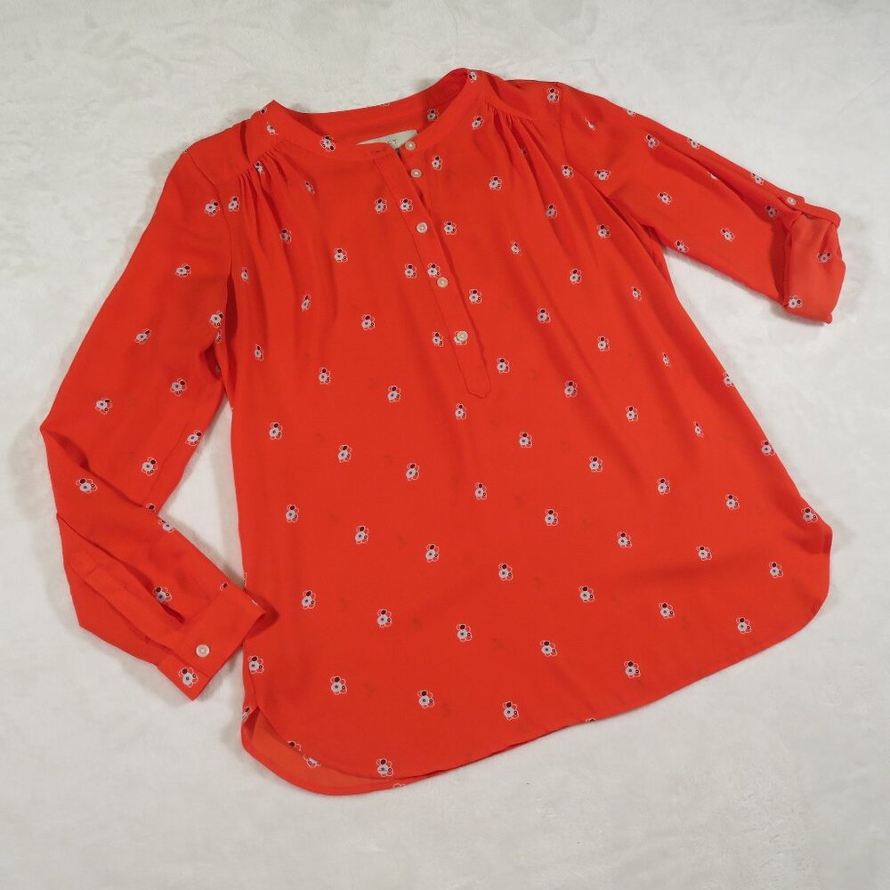 LOFT Orange/Multi Pattern Blouse SP